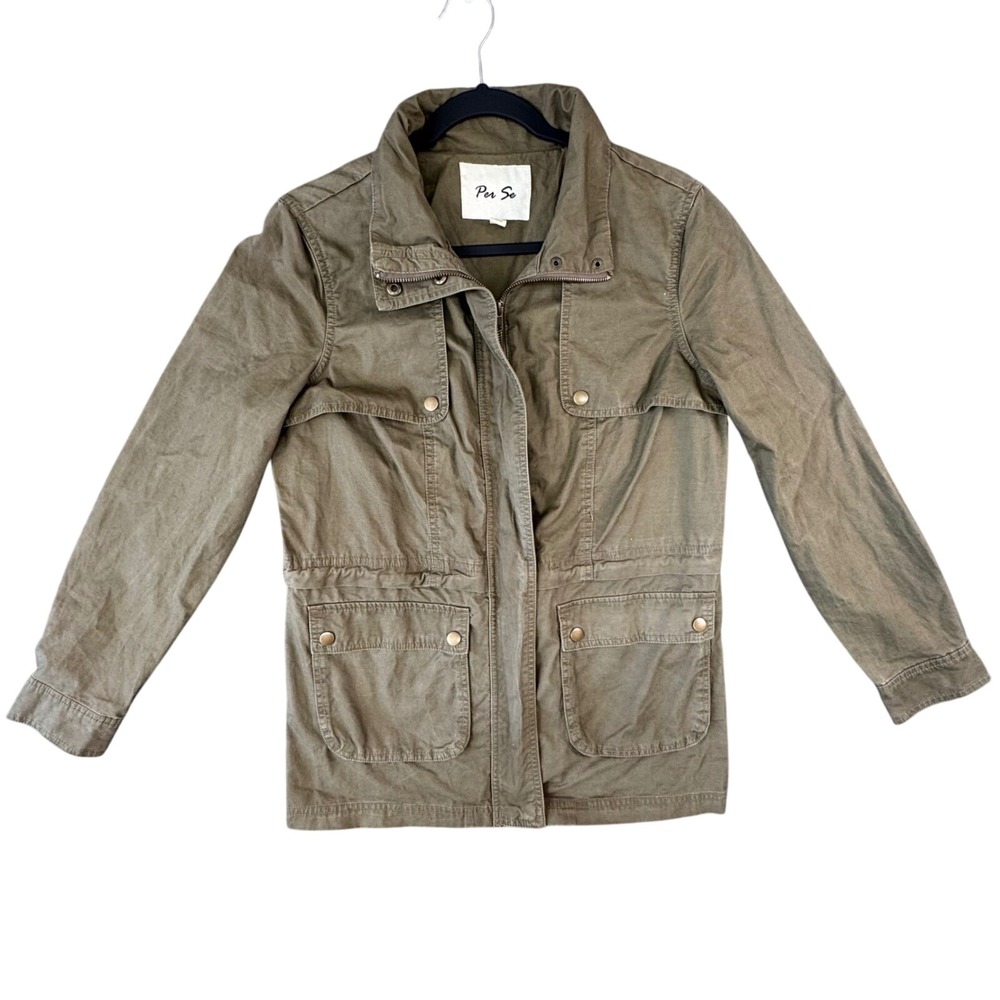 Per Se Womens M Olive Green Utility Field Jacket Military Safari‎ Core - Picture 2 of 10